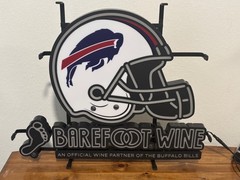 BAREFOOT WINE BUFFALO BILLS NFL LED BAR SIGN MAN CAVE GARAGE DECOR FOOTBALL SIGN