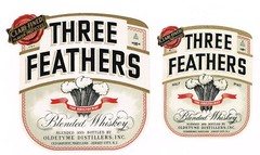 2 C1940 WHISKEY BOTTLE LABELS THREE FEATHERS LIMESTONE SPRINGS KENTUCKY MD NJ