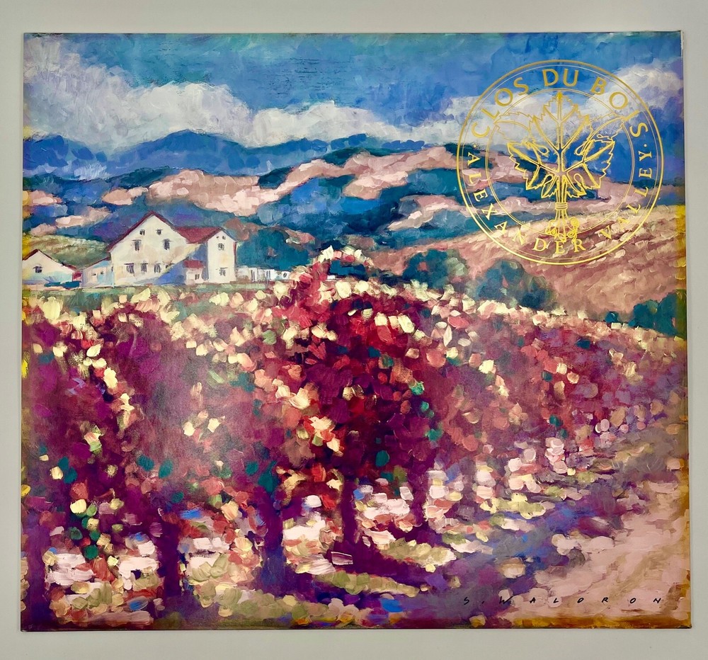 Clos Du Bois Vineyard Art Print – S. Waldron Watercolor, Mounted 18&Prime; x 16&Prime;