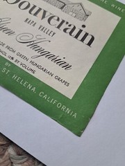 Souverain 1960s Napa Valley Green Hungarian Wine Label ORIGINAL