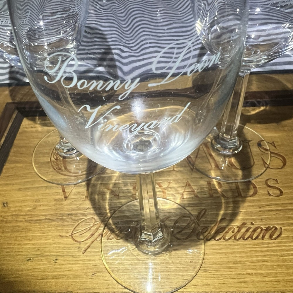Set of 3 Vintage Bonny Doon Vineyards Winery Wine Glass Aptos California 7&Prime;