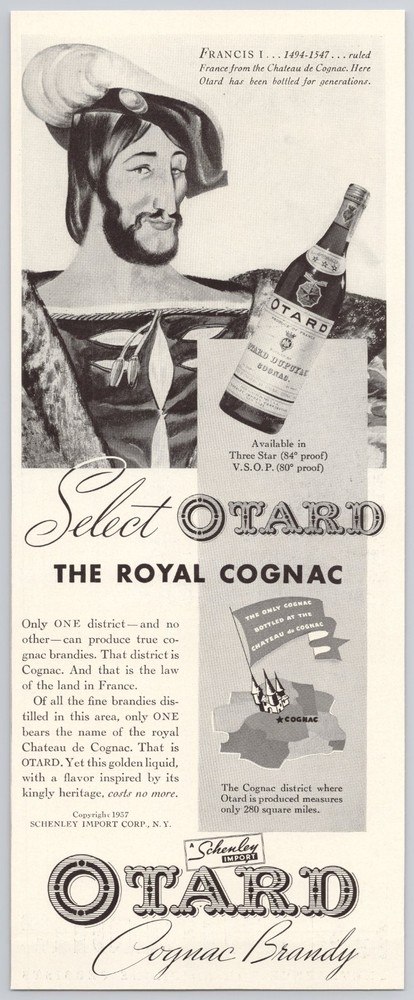 1937 Otard Cognac Brandy Frances 1 King Of France art Vintage Print Ad