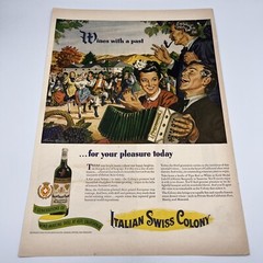 1944 Italian Swiss Colony Wines Vintage Print Ad 10&Prime;x14&Prime; Asti California bar art