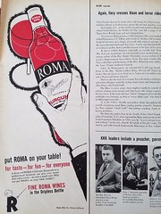1959 Roma Wine Company California Burgundy Dripless Bottle Original Ad