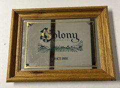 Vintage Italian Swiss Colony California Wines Advertising Mirror Sign Wood Frame
