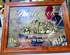 Vtg INGLENOOK Winery 1986 Wooden Framed Smoky Glass Mirror Bar Wall Sign 19X15”