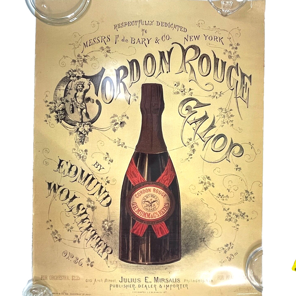 Cordon Rouge Champagne Vtg Poster French Art Nouveau 1990 Repro Seagrams Promo