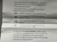 British Airways CONCORDE JET STERLING SILVER Decanter Labels WINE Vodka AIRPLANE