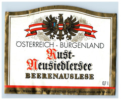 1960&rsquo;s-80&rsquo;s Osterreich Burgenland Rust Neusiedlersee German Wine Label S72E