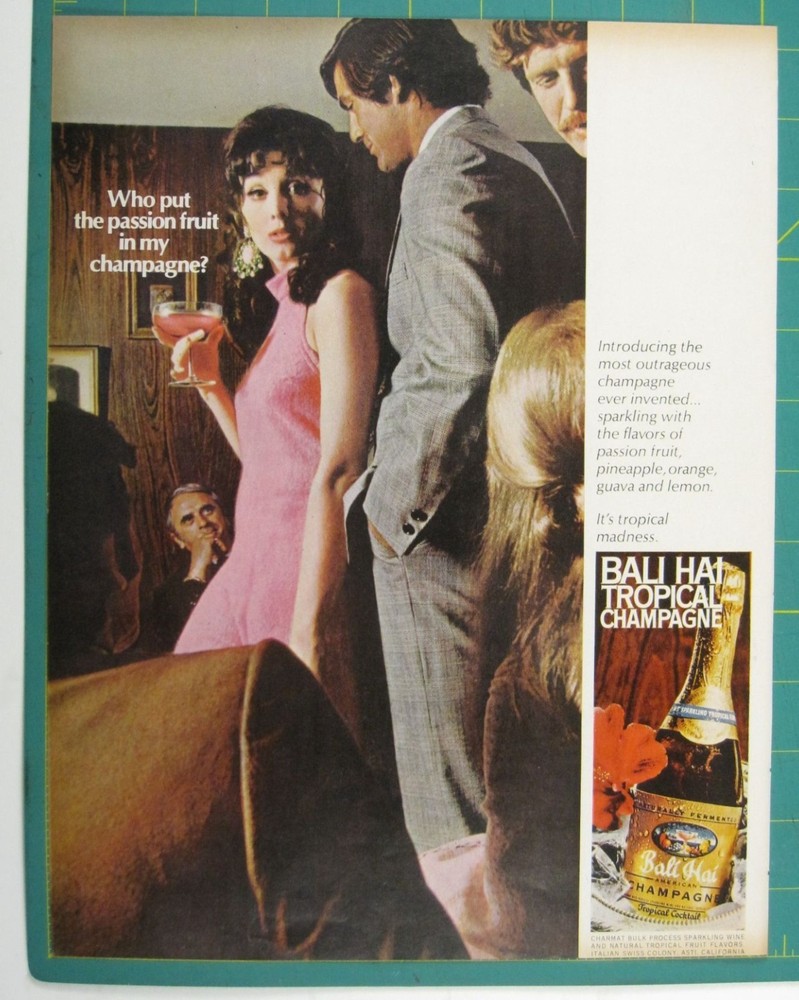 Print Ad Bali Hai Tropical Champagne Passion Fruit Vintage 1960s Cocktail Bar