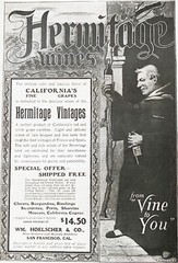 1903 HERMITAGE WINES Monk w/Bottles Vtg Art Print Ad~Wm. Hoelscher Distillers,CA