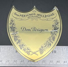 Dom Perignon Champagne Golden Metal Shield Label Box Plate – Engravable – Rare