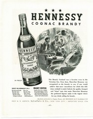 1937 Hennessy Cognac Brandy Cocktail Recipe Men Bar Art Vintage Print Ad