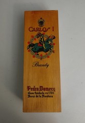 Vintage Carlos I Brandy Pedro Domecq Wood Box Bottle Holder Keepsake BOX ONLY