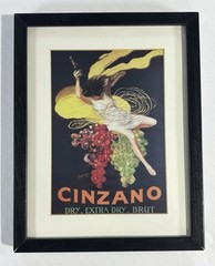 Asti Florio Cinzano Cappiello Giclee Print Framed Vintage Advertisement 14 x 11