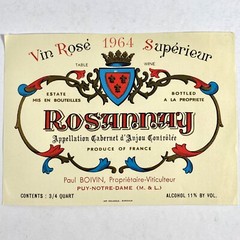 Vin Rose Vintage 1964 Superieur Rosannay Paul Boivin France Table Wine Label