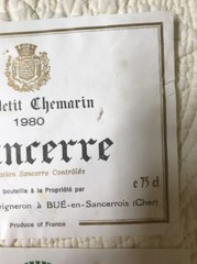 2 Sancerre Le Petit Chemarin 1980 & Les Monts Damnes 1981 Wine Labels France