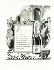 1937 Great Western Champagne Extra Dry Party Illustration Art Vintage Print Ad