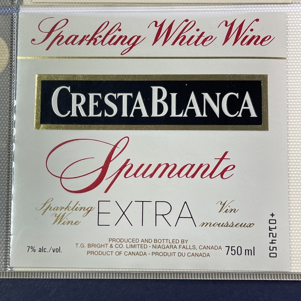 Vintage Brights Winery Cresta Blanca Spumante Extra Wine UNUSED Paper Label Q124