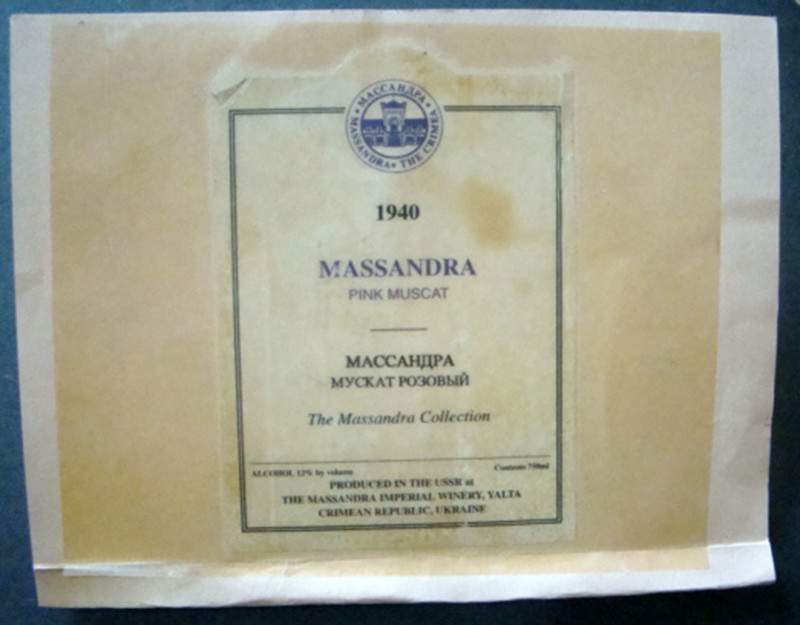 ORIGINAL WINE LABEL MASSANDRA PINK MUSCAT 1940 RARE