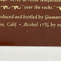 Vintage Giumarra Classic Cream Sherry Label – Giumarra Vineyards, Edison, CA