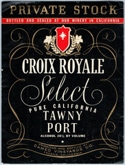1930s-40s Croix Royale Select Pure California Tawny Port Wine Bottle Label #DI