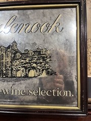 Vintage 1986 Inglenook Winery Wooden Framed Smoked Mirror Bar Sign 19”X15”
