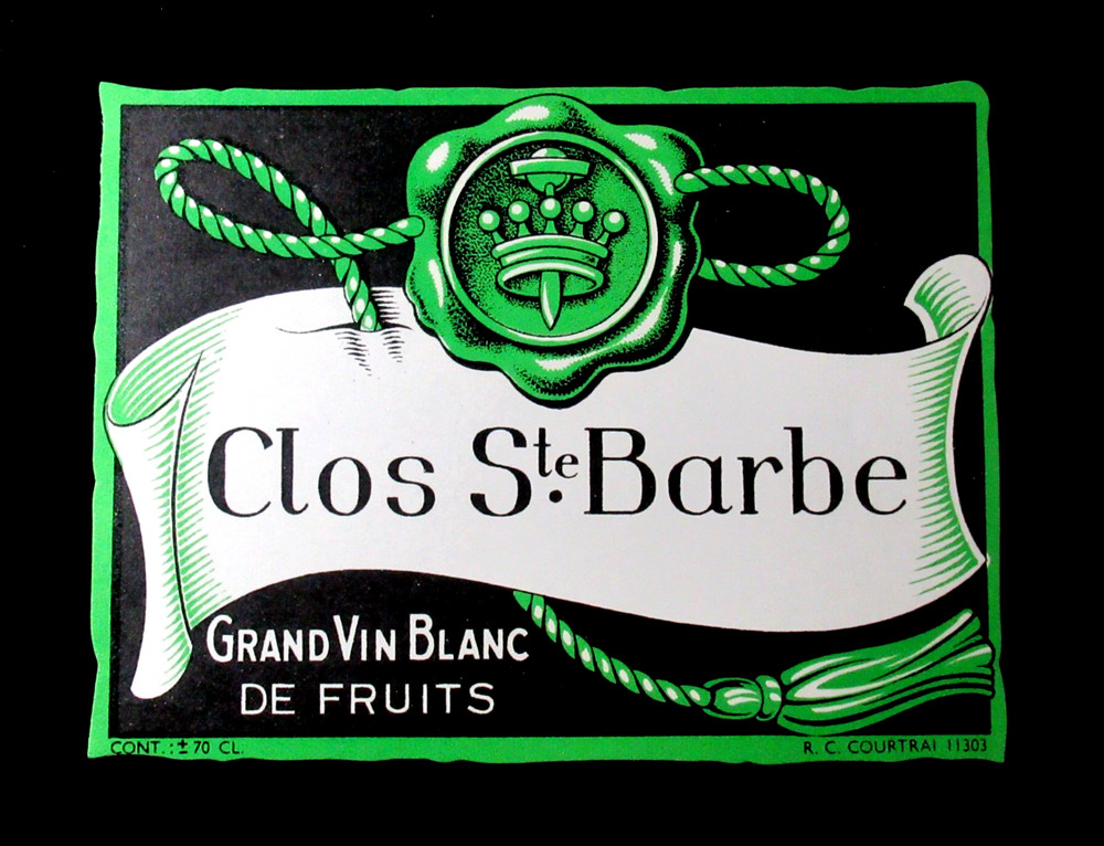 Original Vintage Wine Label Clos St Barbe France