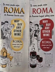 1953 Lot 2 Roma Red White Wine vintage ads