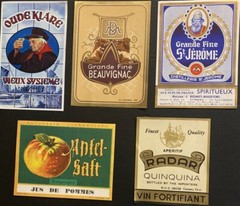 1940-1960 Vintage Lot of 25 European Wine Paper Labels « New Old Stock » W-1