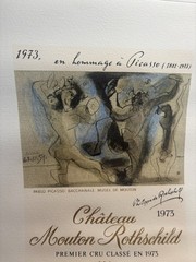 Picasso Framed Château Mouton Rothschild Original Label 1973 Highly Collectible