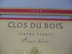 Clos Du Bois 2000 Pinot Noir Wine Label Sonoma County CA Vintage Collectible