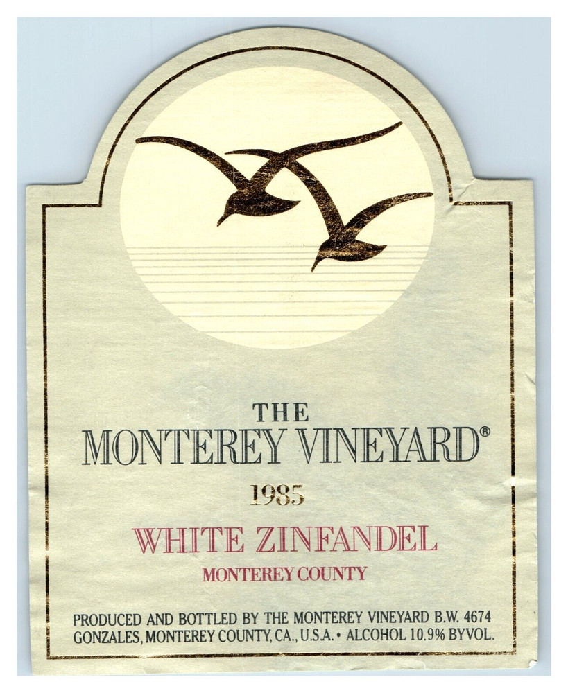 1985 Monterey Vineyards White Zinfandel California Wine Label Original 2 S8