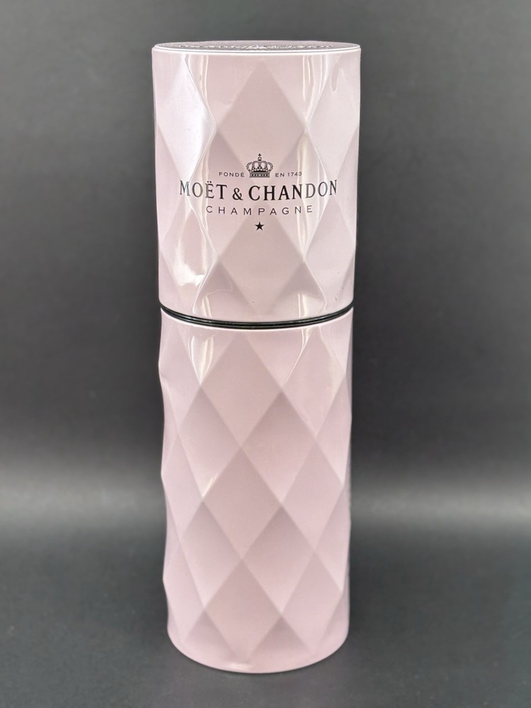 Moët Chandon Pink Rose Champagne Empty Bottle Holder Tin Case France Diamond