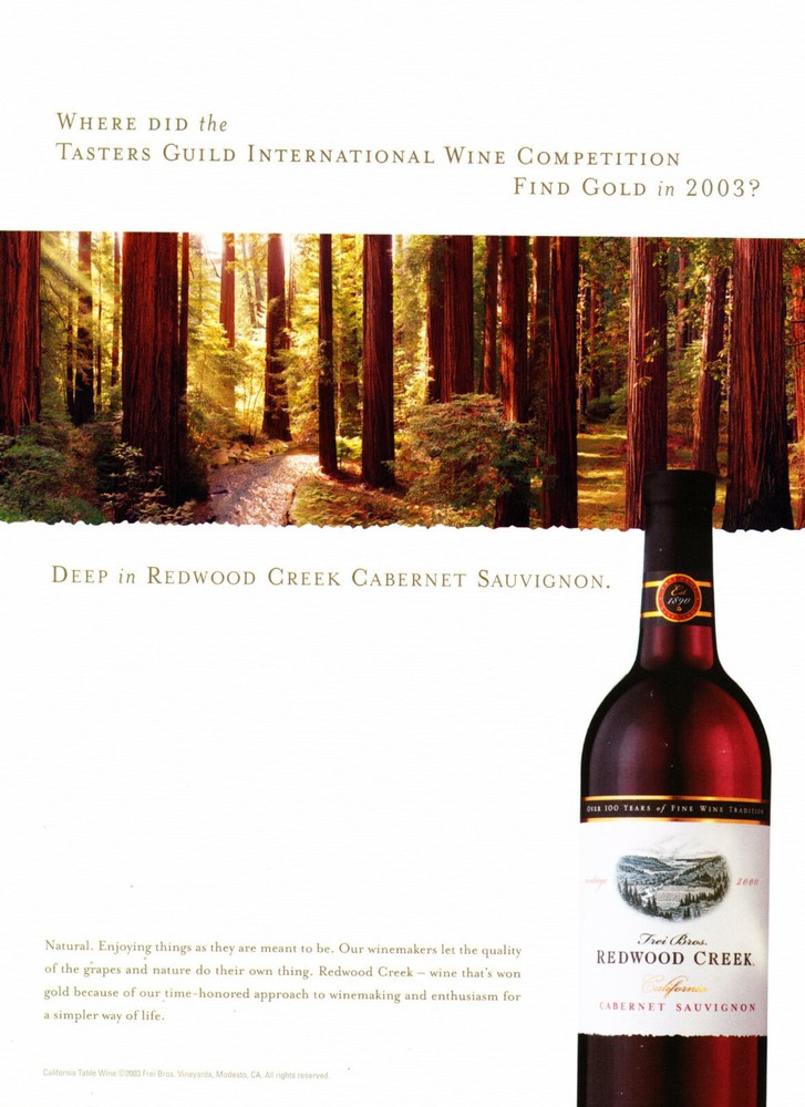 REDWOOD CREEK WINE AD #3 RARE 2003 OUT OF PRINT