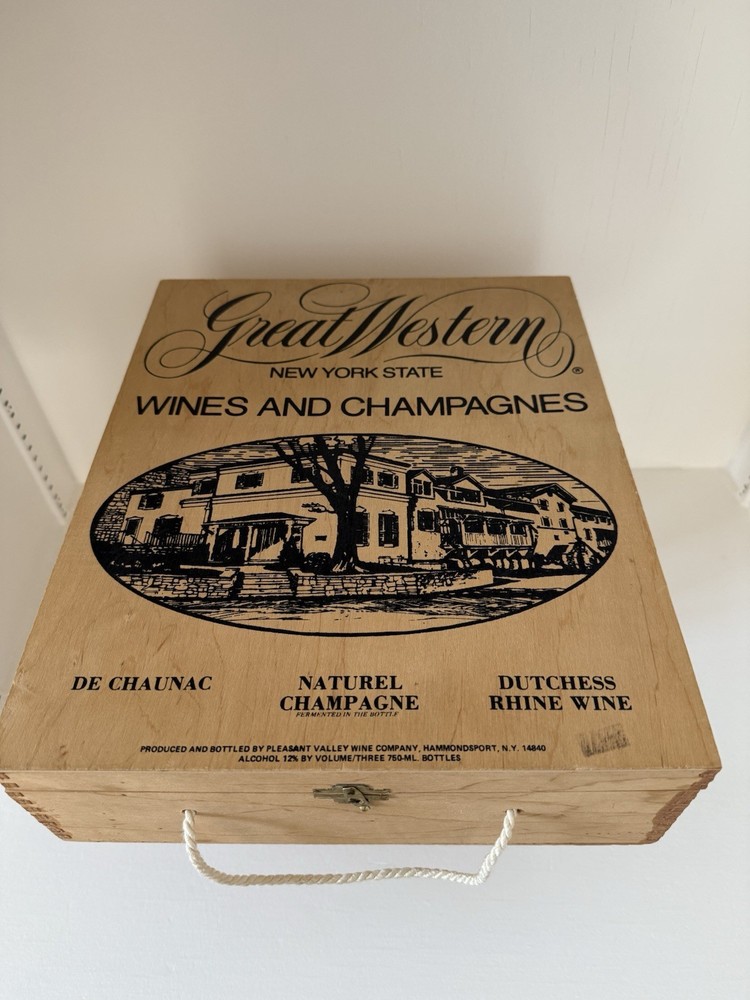 GREAT WESTERN CHAMPAGNE NEW YORK STATE WOOD WOODEN BOX 11”x13.5”