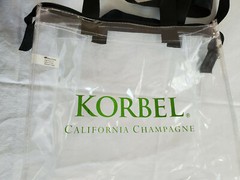 Korbel Clear Transparent Plastic Tote Bag California Champagne Zippered 12x12x6&Prime;