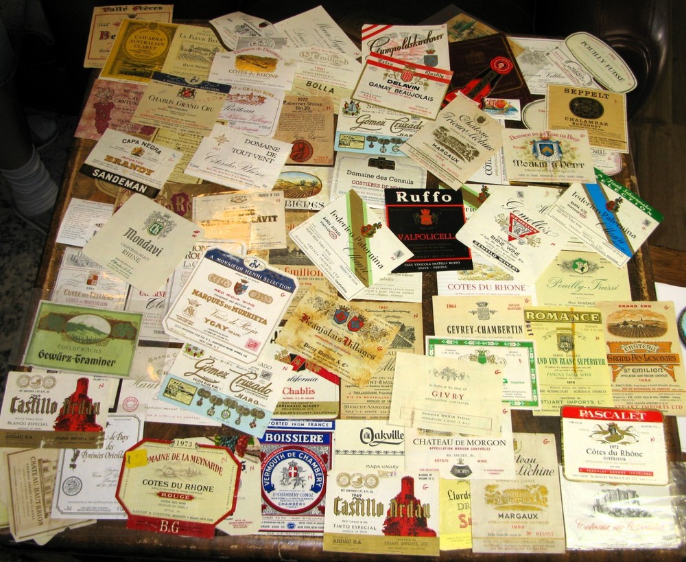 Lot 83 Assorted Vintage Wine Bottle Labels, Early 1960&rsquo;s, Early 70&rsquo;s Most France
