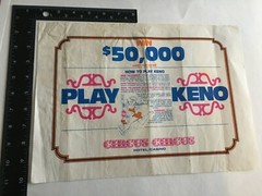 Vintage Paper Placemat Circus Circus Las Vegas Play Keno 14X10&Prime; Collectible