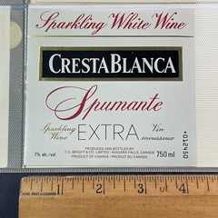 Vintage Brights Winery Cresta Blanca Spumante Extra Wine UNUSED Paper Label Q124