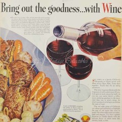 1945 California Red Wine Burgundy Claret Dinner Food photo art decor print ad
