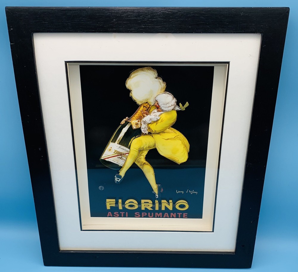 Vintage Fiorino Asti Spumante Jean d&rsquo;Ylen Art Deco 3D Advertising Print Framed.