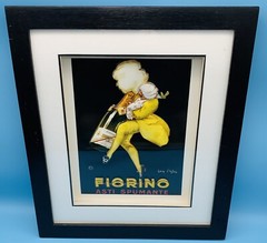 Vintage Fiorino Asti Spumante Jean d&rsquo;Ylen Art Deco 3D Advertising Print Framed.