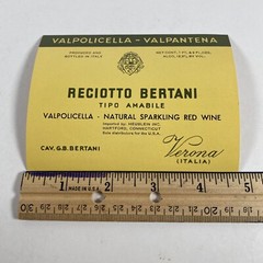 Reciotto Bertani Tipo Amabile Vintage Valpolicella Italy Paper Wine Label Unused