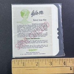 Vintage 1920s Gallo Winery Gallo-ette Grape Wine UNUSED Paper Label Modesto 2186