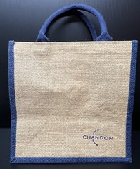 Domaine Chandon Sparkling Wine Tan & Navy Jute Tote Shopping Bag – Brand New