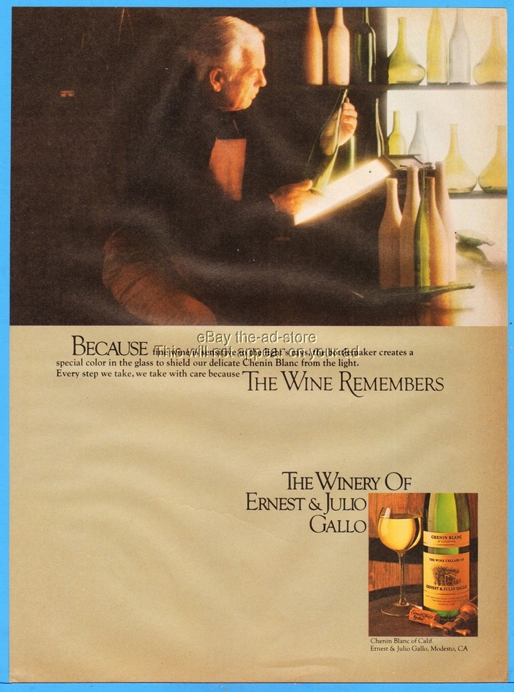 1980 Ernest & Julio Gallo Winery Modesto CA Chenin Blanc Wine Bottle Maker Ad