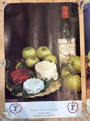 Vintage 1970’s Wine & Cheese Posters Pomme De France Haut Medoc Wine Camembet
