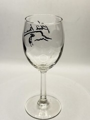 Black Mesa Oklahoma Wine Glass w/ Black Artwork – 6.5” Tall