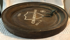VTG WINE BARREL TOP SPIGOT METAL SIGN VIN CHARDONNAY BAR DECOR WALL HANGING 16 « 